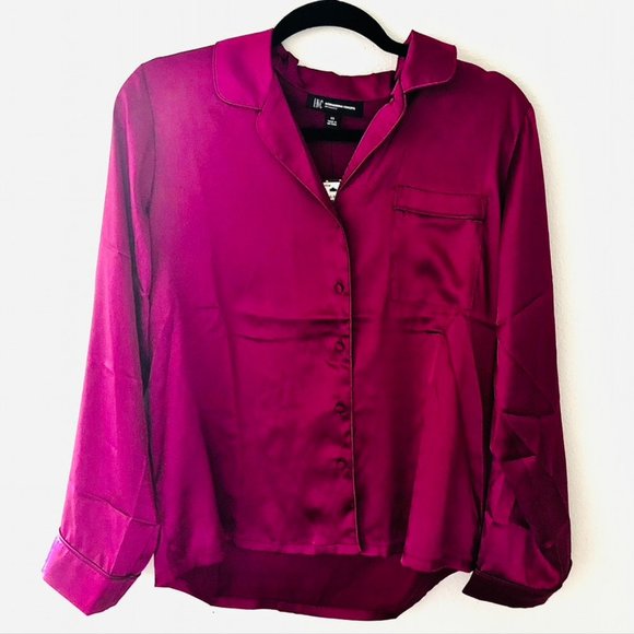 INTERNATIONAL CONCEPTS INC FUCHSIA SILK Look Y2K Throwback Shirt NWT; Women's XS - Picture 1 of 5